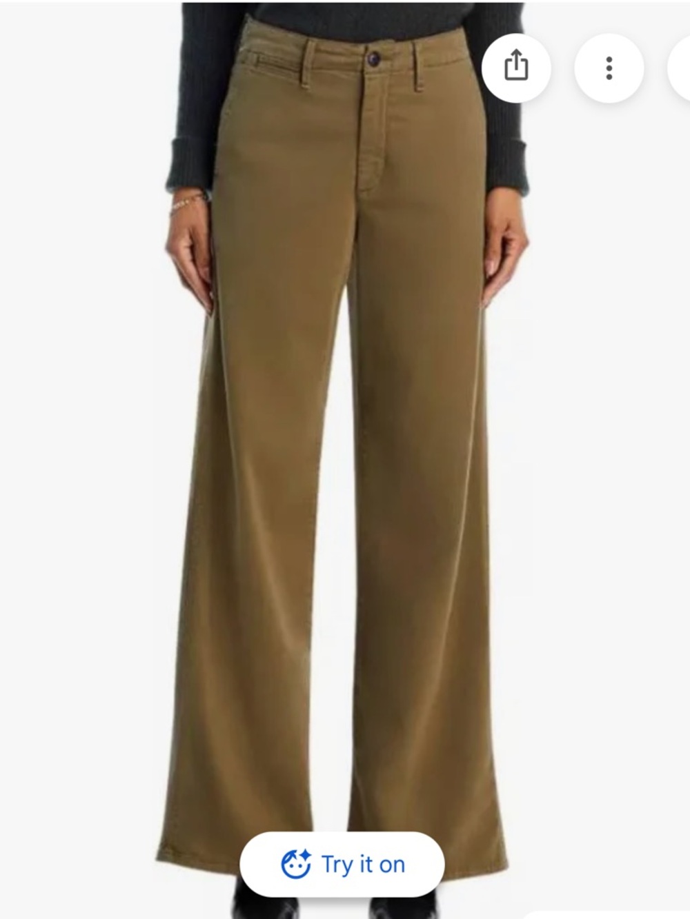 NEW Rag & Bone High Rise Wide Leg Chino Pants Trousers in Olive Color. Size 8. - Picture 4 of 16